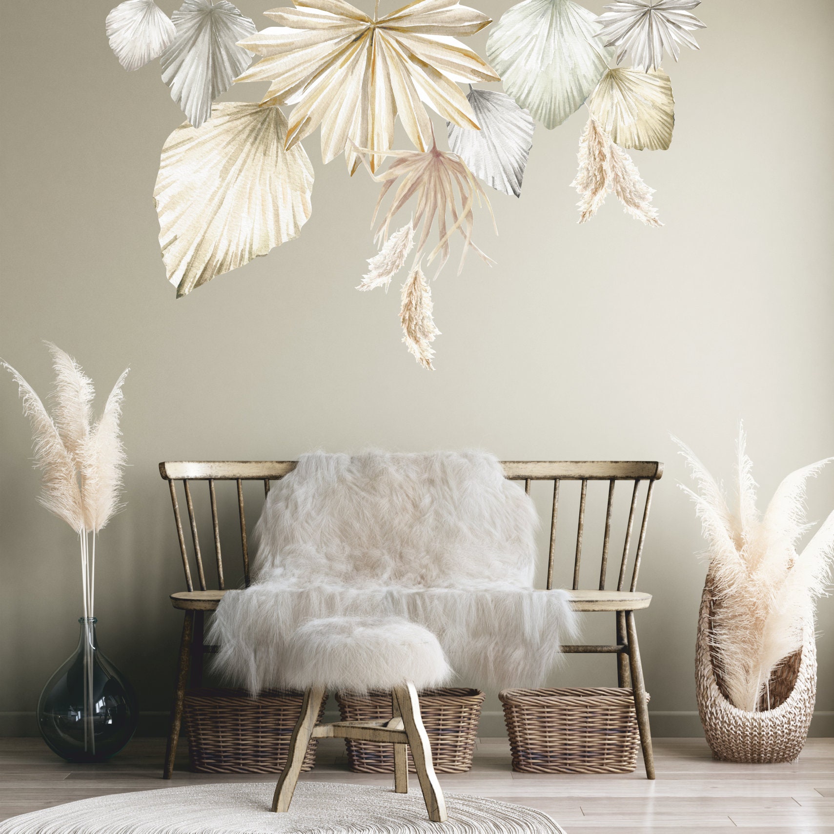 Boho Nursery Decor Boho Leaves Wall Decals Tropical Leaf Etsy