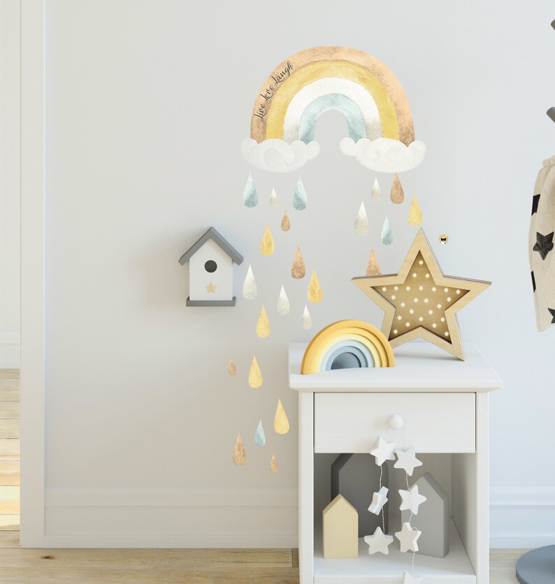 Pastel Rainbow Wall Decal Watercolor Rainbow Nursery Decor Etsy