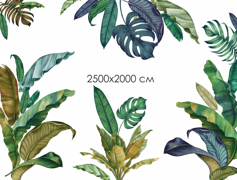Banana Leaf Wall Decals Watercolor Tropical Leaves Banana Etsy