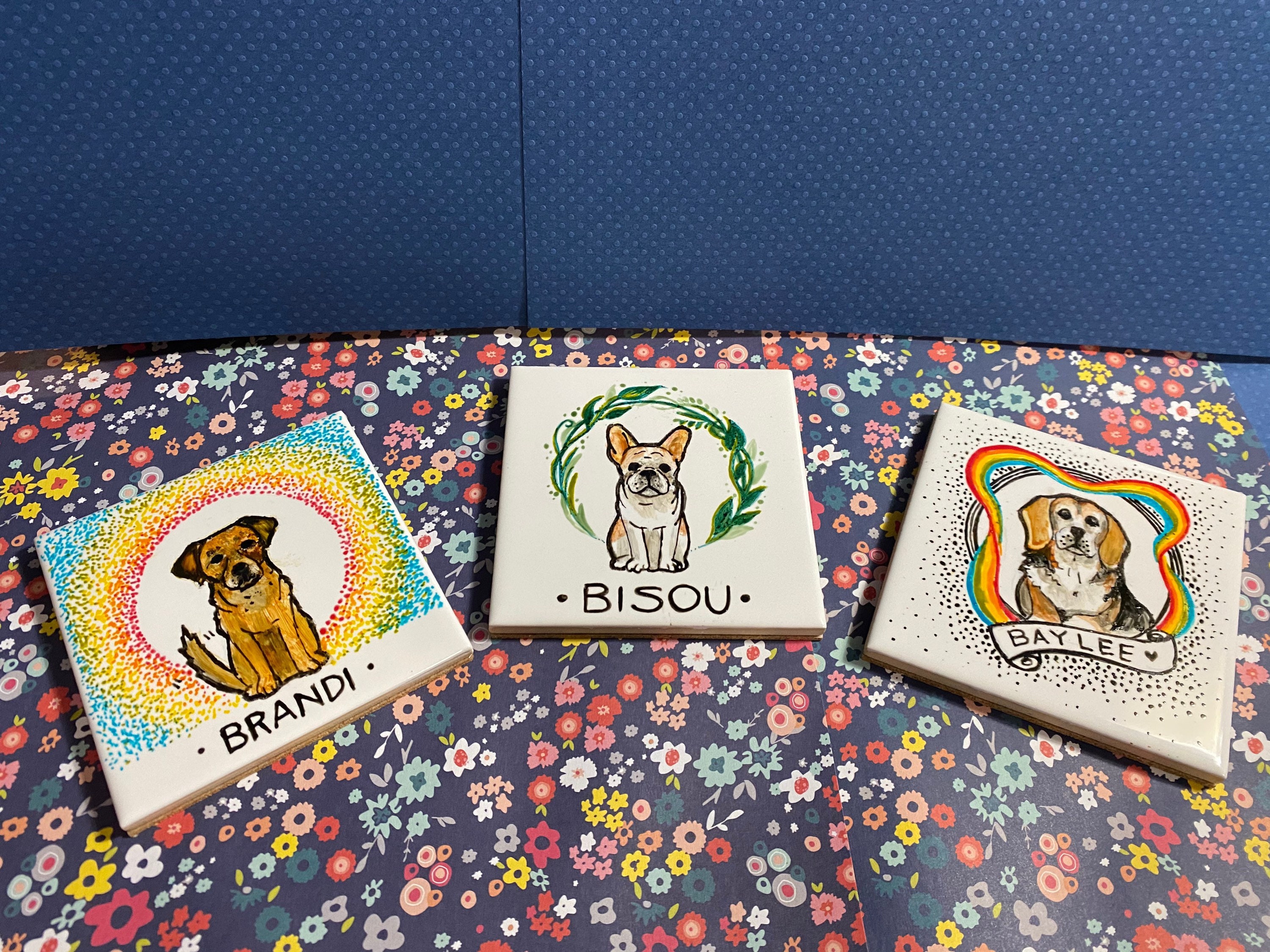 Custom Pet Memorial Tile Personalized Dog or Cat Portrait Etsy