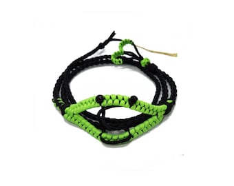 60"(30") Smiling Sling Black And Lime Green
