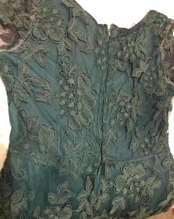 1990’s Cotton Lace Gown, Deep Green, Handmade - A… - image 4