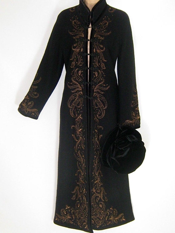 Laura Ashley oriental Metallic Embroidered Coat wi