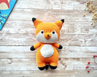 Handmade crochet stuffed chubby fox woodland animal toys forest fox with scarf holiday gift