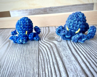 Crochet blue octopus cat toy with catnip and rattle cat exercises for kittens