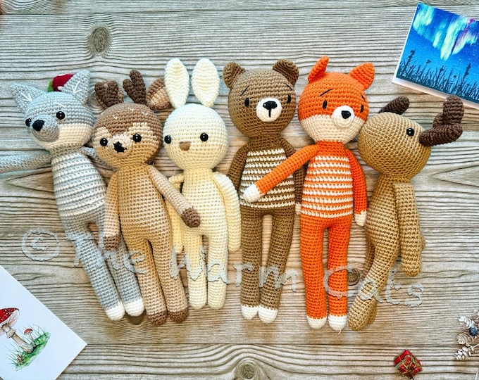 Handmade Crochet long woodland animals  toy doll woodland animal for kids gift