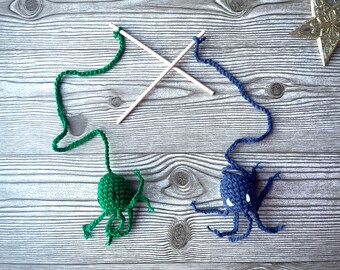 Crochet baby octopus cat wand toy teaser with catnip cat exercises