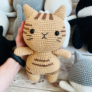 Crochet Chubby Cat Plushie, Cute Stuffed Toy image 9