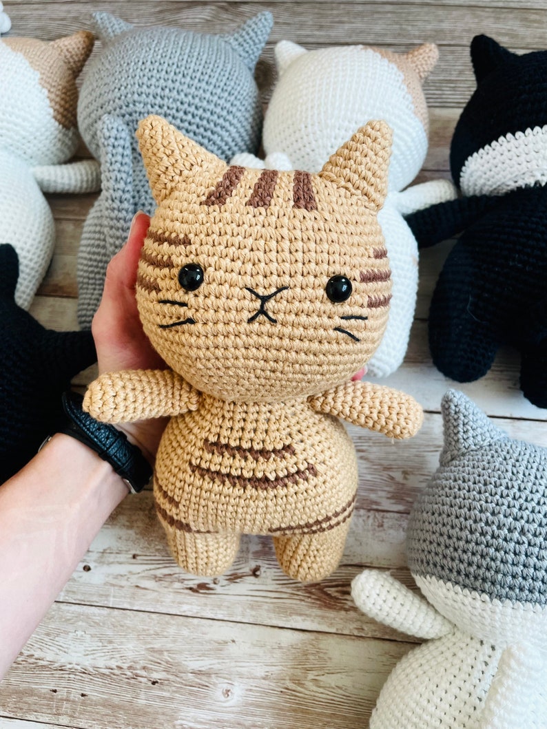 Crochet Chubby Cat Plushie, Cute Stuffed Toy image 9