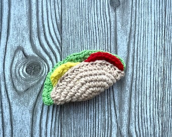 crochet taco for cat toys with catnip and rattle , funny unique handmade kittens toys ,  gifts for busy cat