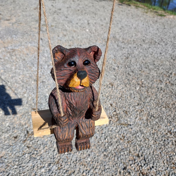 Dakota- 12inch Chainsaw Carved Swinging Bear