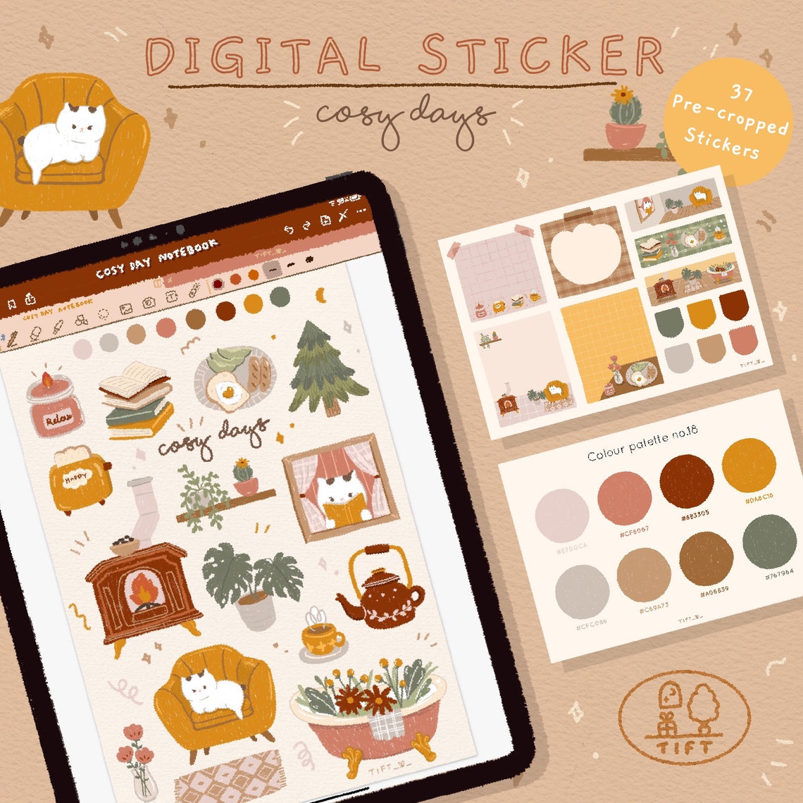 Autumn Goodnotes Digital Sticker Minimal Planner Stickers Etsy