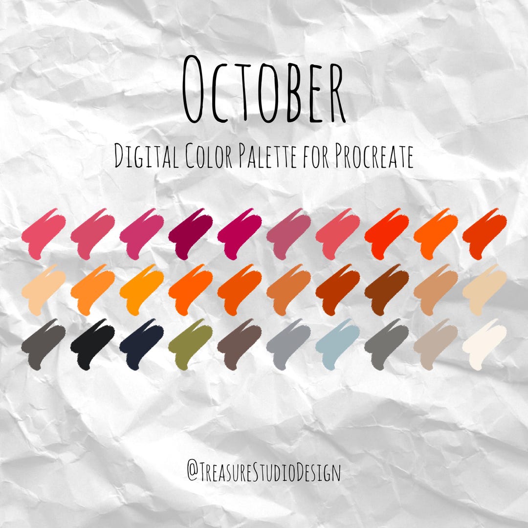 Oct Color October Procreate Palette | Halloween & Fall Colors Swatches | Autumn ...