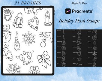 Christmas Tattoo Flash Stamp Set | Procreate Holiday Designs (Digital Download)