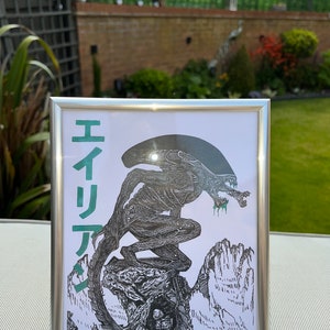 Sinister shadows: Hand-Drawn Xenomorph Art Print