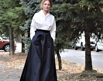 Breeze black taffeta skirt / long taffeta skirt / long black skirt / maxi/ black skirt / event long skirt / wedding skirt / wholesale