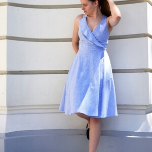 Blue cotton dress / Cotton dress with straps / Dress with straps / Pockets dress / Pockets cotton dress / Summer cotton dress / cotton dress image 3