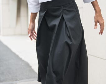 Black A-Line Cotton Skirt | High-Waisted | Made to Measure