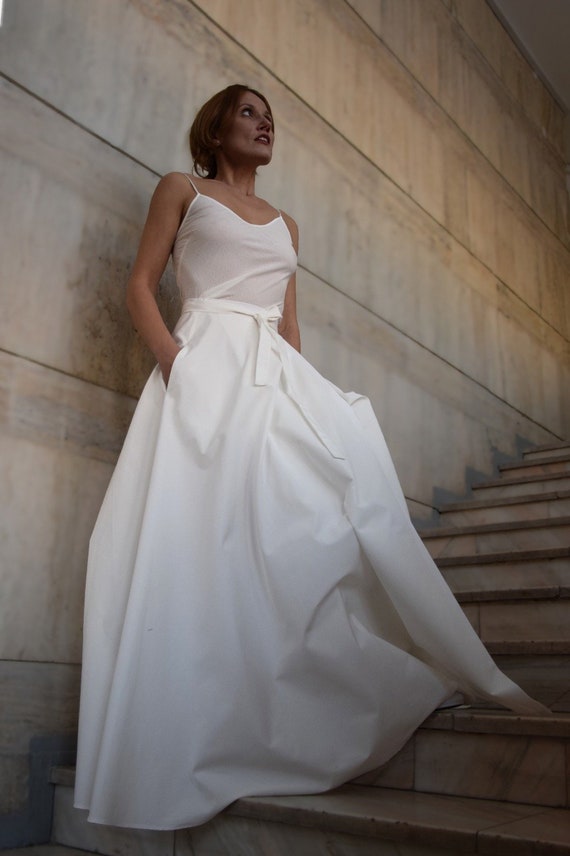 Jupe de mariage jupe longue blanche jupe evenementielle tenue blanche jupe blanche avec poches jupe blanche longueur sol jupe longue portefeuille jupe longue Etsy France