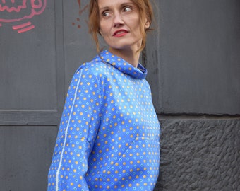 OUT OF STOCK Blouse en soie bleue Tulipe/ soie bleue/ soie mûrier/ nouvelle collection/ printemps 2020/ été 2020/ blouse tendance/ soie naturelle/