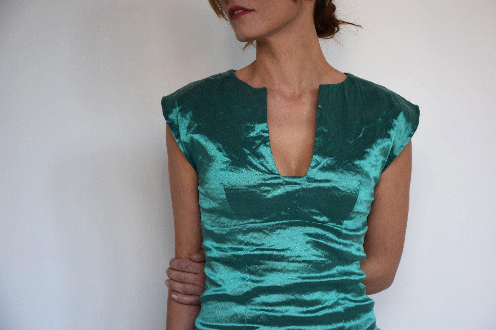 slim fit dress slacks Strapless A-Line Taffeta Gown With Pockets and Slit