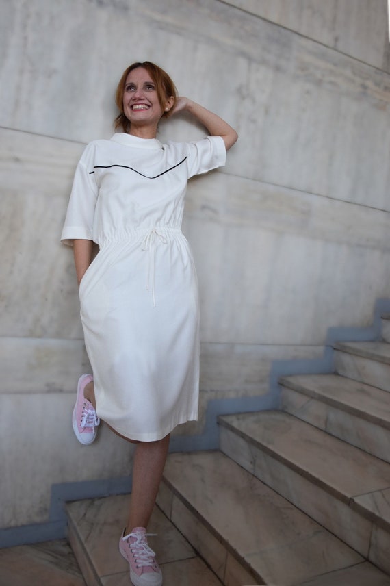 Ivory Summer Dress: Handmade Viscose Cotton Dress With Pockets - Etsy Israel