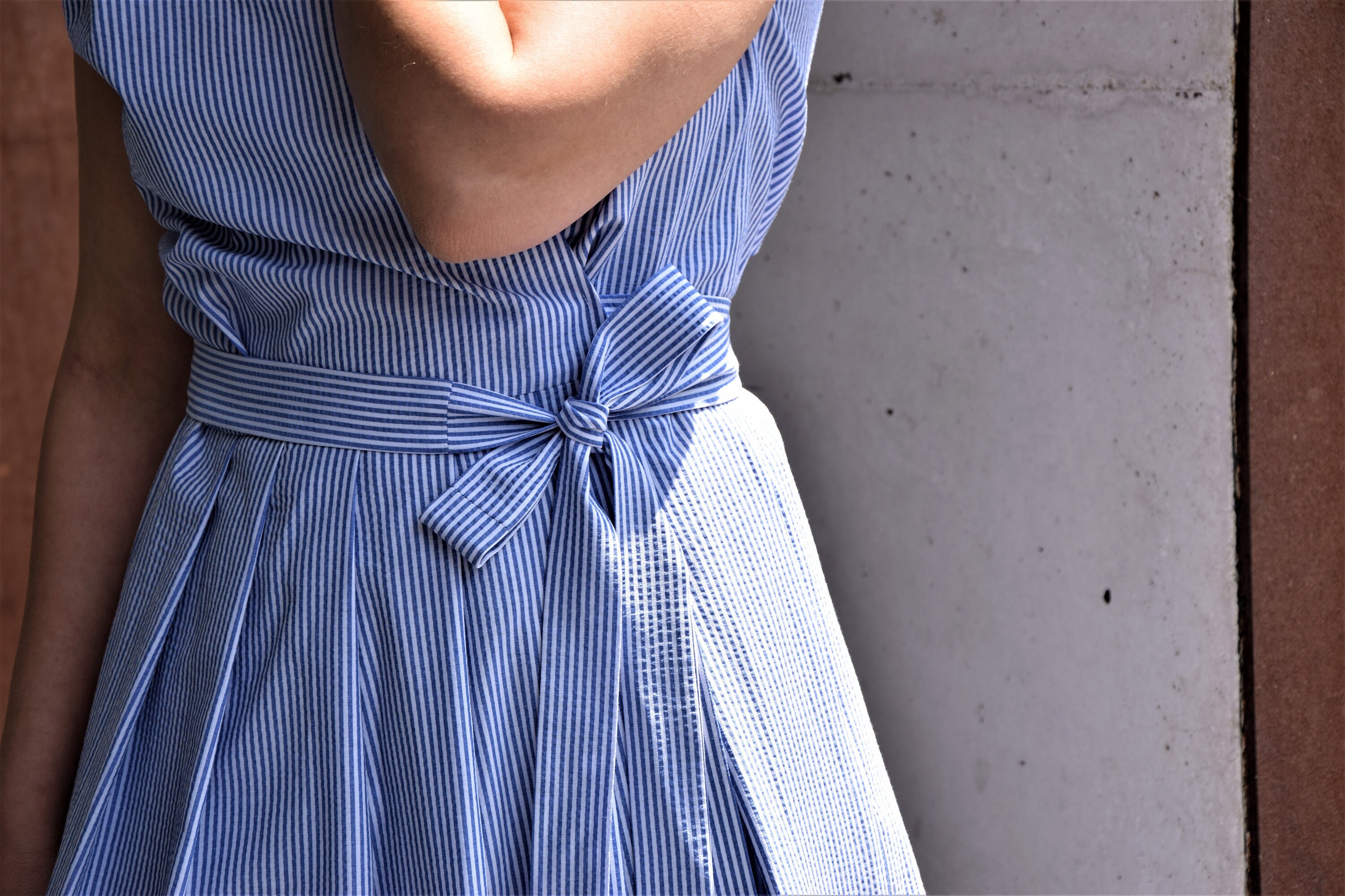 open lace back dress Stripe Ruffle Maxi Dress main image 0