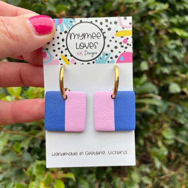 Huggies- Pink and Blue- -   Polymer clay earrings                Mymee loves designs