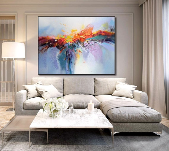 Quadro Astratto Massimalista – Tela Incorniciata 24x48 Con Pittura A Olio, Decorazione Moderna Per Cucina O Ufficio, Bianco