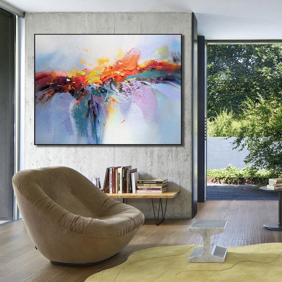 輸入品 油絵 抽象画 大型 80×60 アート 壁掛け 現代 美術 絵