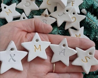 Christmas initial small stars, wedding favours, napkin holders