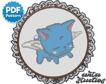 Fairy Tail Cross Stitch Pattern, Baby Happy Anime, Modern Cross Stitch PDF Instant Download