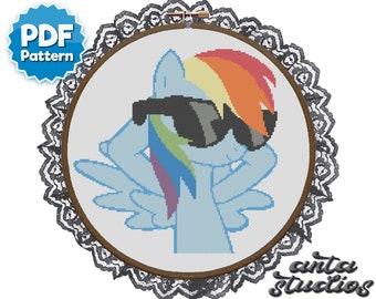 Rainbow Dash 20% Cooler My Little Pony Cross Stitch Pattern (Téléchargement instantané PDF)