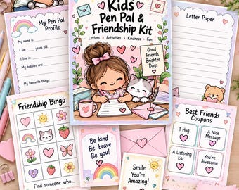 Kit per l'amicizia e la corrispondenza tra bambini | Attività di amicizia stampabili | Kit per scrivere lettere per bambini | Materiale stampabile per la corrispondenza | Download immediato