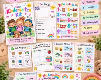Kit di attività per la scuola dell'infanzia – 30 pagine | Giochi didattici, schede per la merenda, schede premio e attività | PDF stampabile