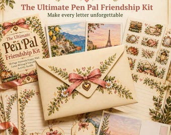 Kit definitivo per amici di penna stampabile | Pacchetto di amicizia di oltre 90 pagine | Kit per scrivere lettere | Stampabile per la corrispondenza felice | Attività e articoli di cancelleria per amici di penna