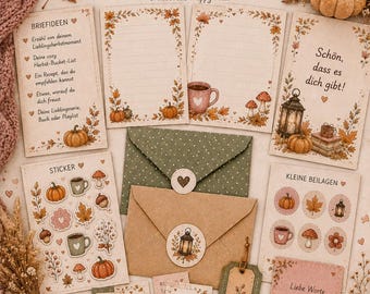 Kit autunnale per amici di penna stampabile | Set di cancelleria e articoli per la corrispondenza