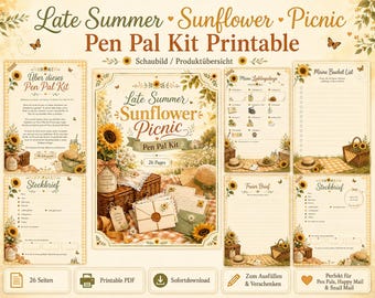 Kit per scambio di lettere stampabile – Picnic di fine estate tra i girasoli