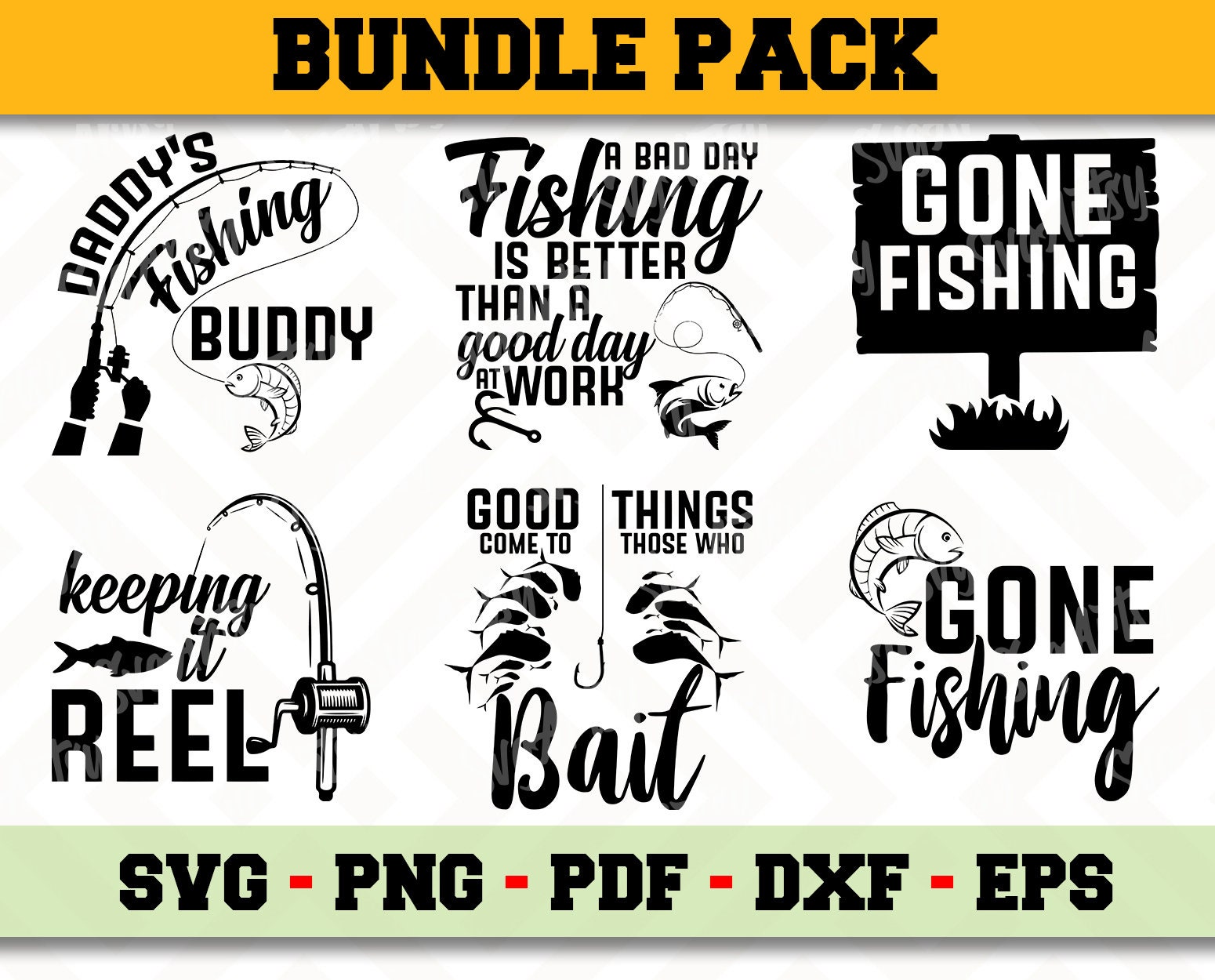 Download Fishing SVG BUNDLE 6 Designs Pack Instant Download Files | Etsy