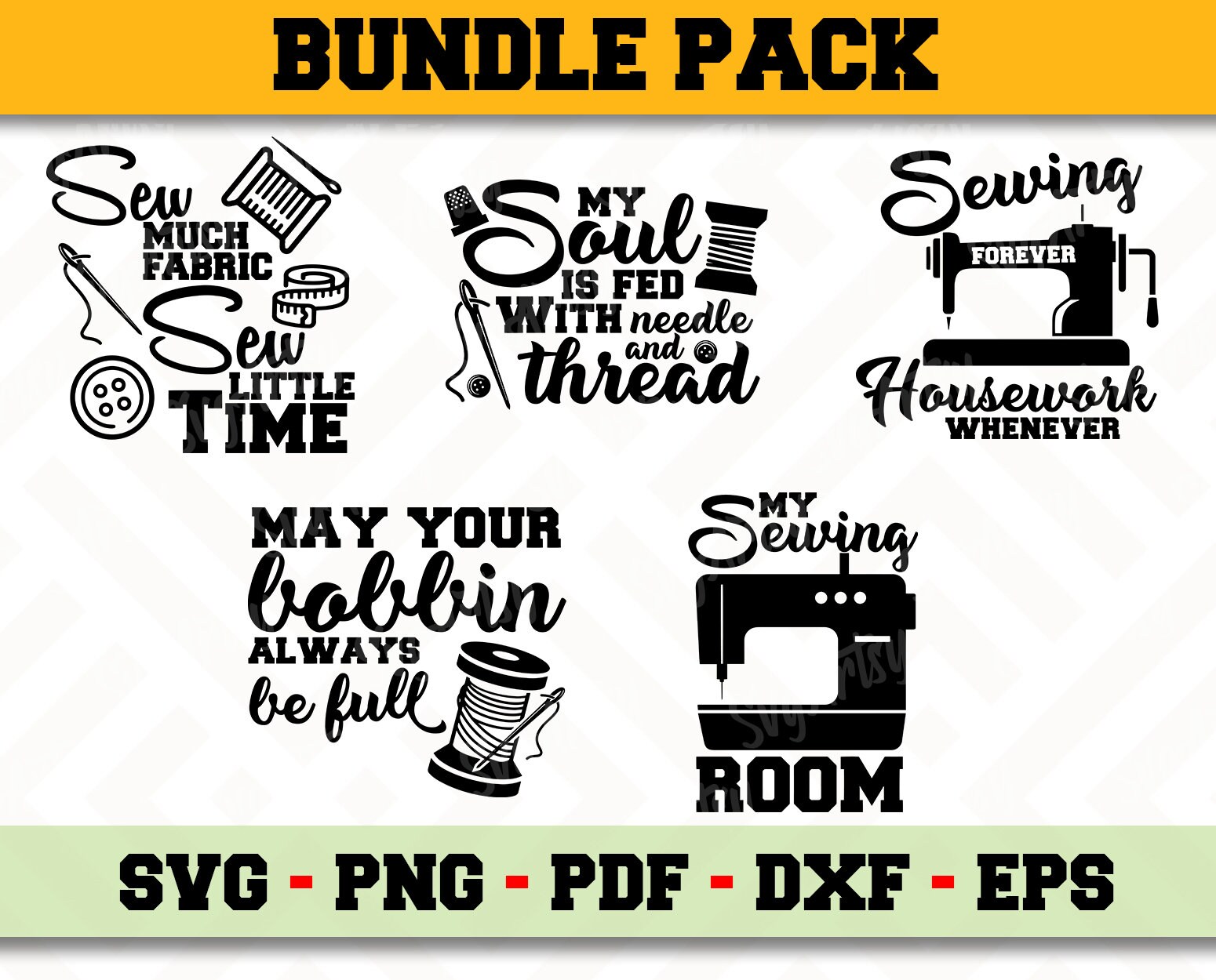 Sewing SVG BUNDLE 5 Designs Pack Instant Download Files Etsy