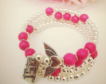 Love love love, Pink Howlite Wrap Bracelet by Earth Angel Jewellery x