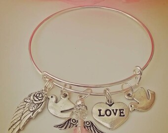 Guardian Angel Bangle Bracelet by Earth Angel Jewellery (Silver Plated Wrap style to fit all sizes)x