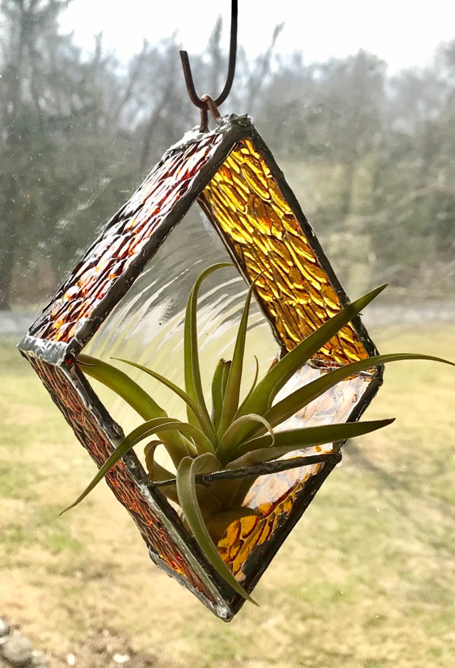 Stained Glass Terrarium Diamond for Airplants. Etsy UK