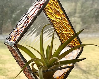 Stained glass terrarium diamond for airplants.