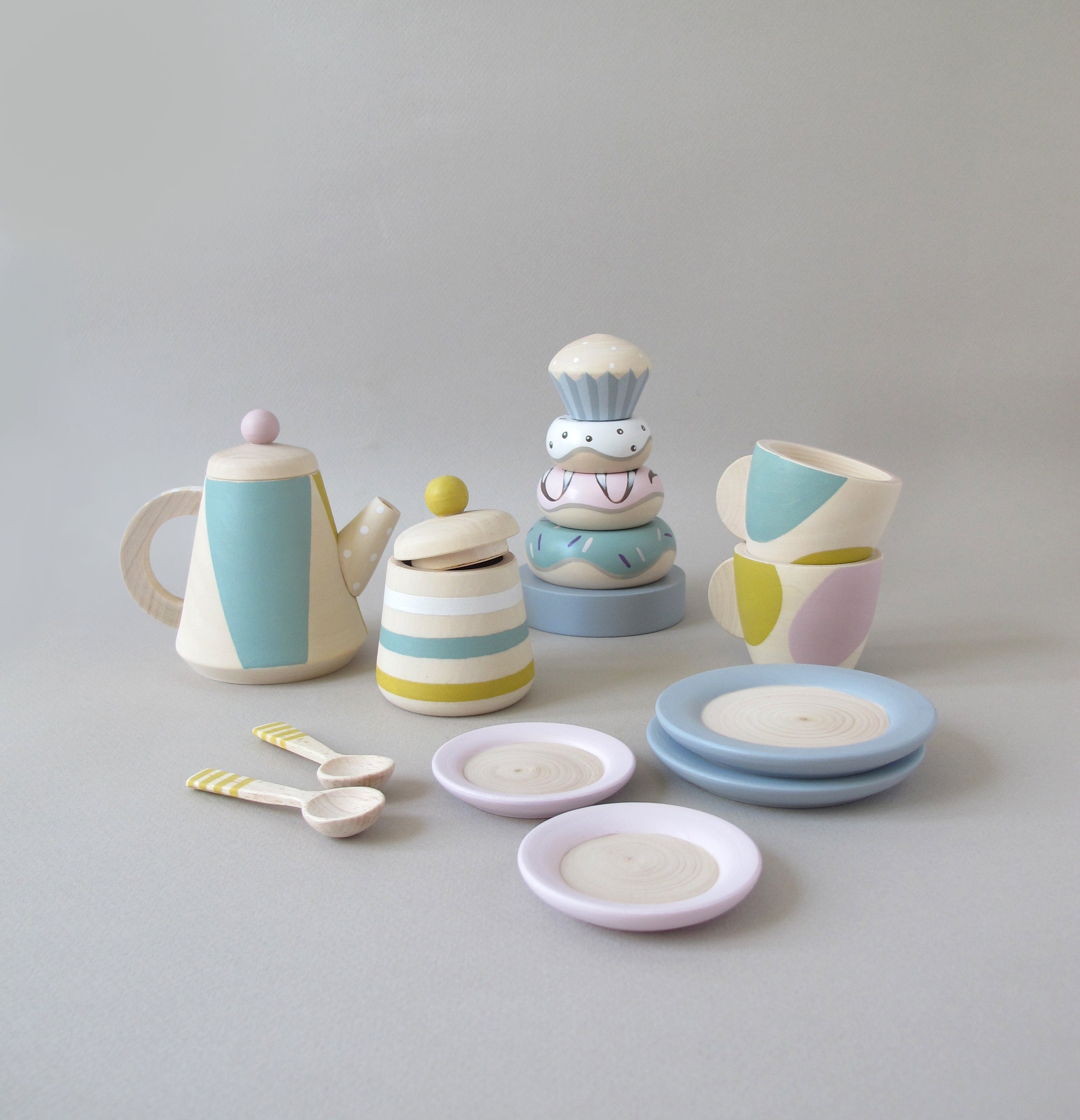 Wooden tea set tea set wooden toy tea set wooden dishes Etsy