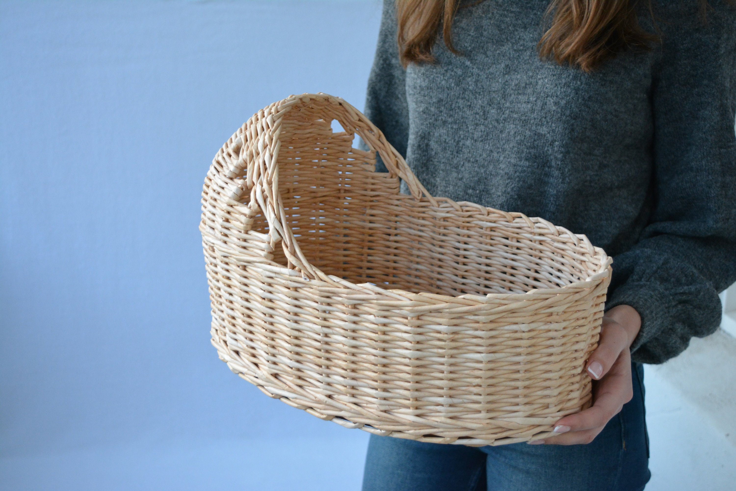 wicker doll cradle