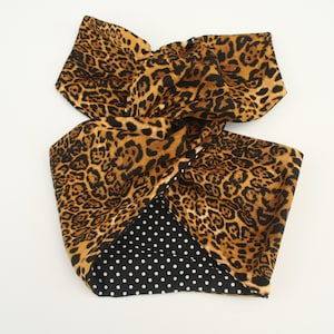 Leopard print wired head scarf, Pin Up Rockabilly style hair scarf with wire, vintage style head scarf, 40s style leopard head scarf