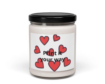 Heart Pattern print it your way Candle | 9oz Soy Jar, Valentine's Day Candle, Personalized Candle, Valentine's Scented Candle