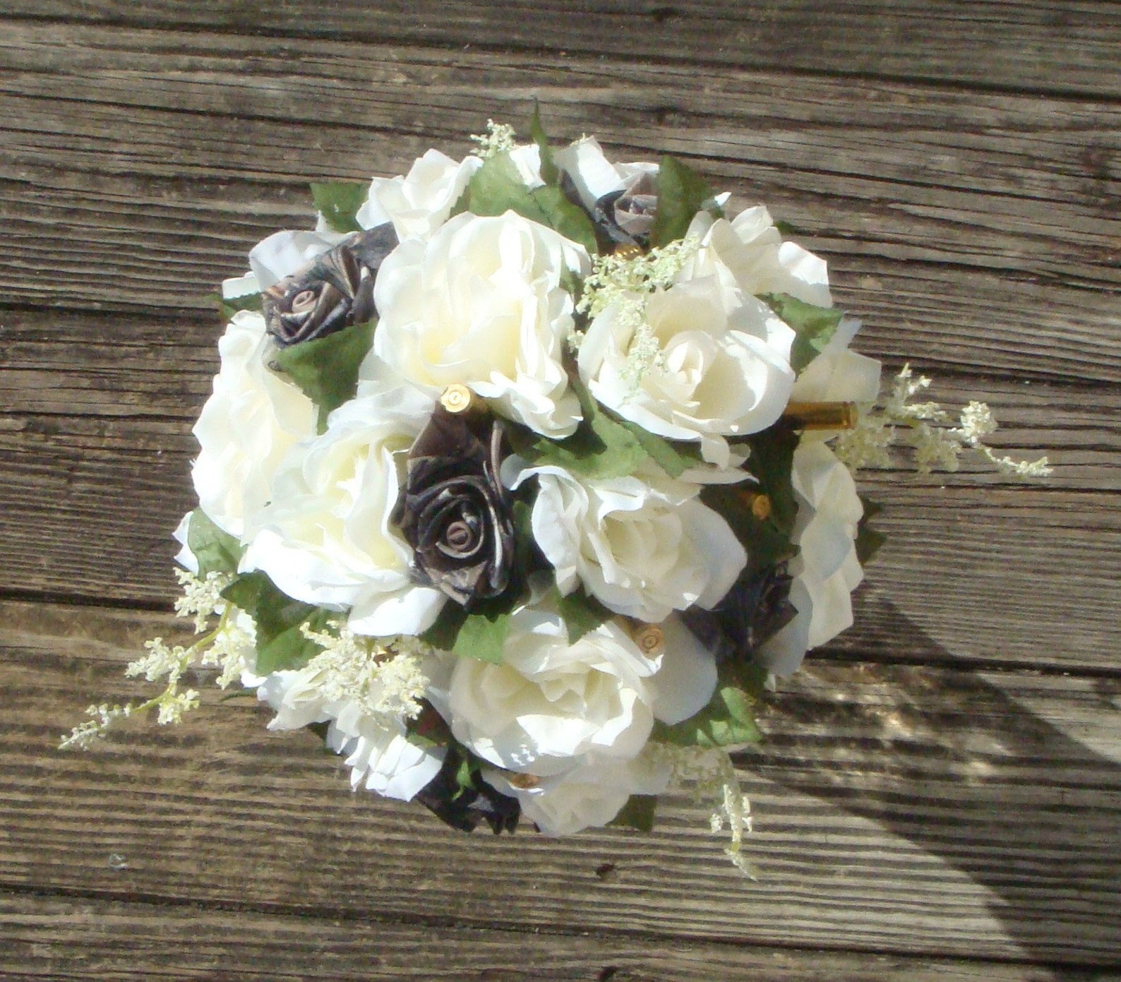 Camo Wedding Bouquet Camo Bridal Bouquet White Rose Wedding Etsy