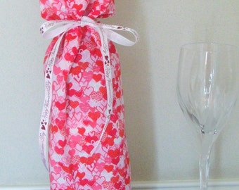 Wine Bottle Gift Bag/Valentine's Day Gift Bag/ Heart Wine Bottle Gift Bag